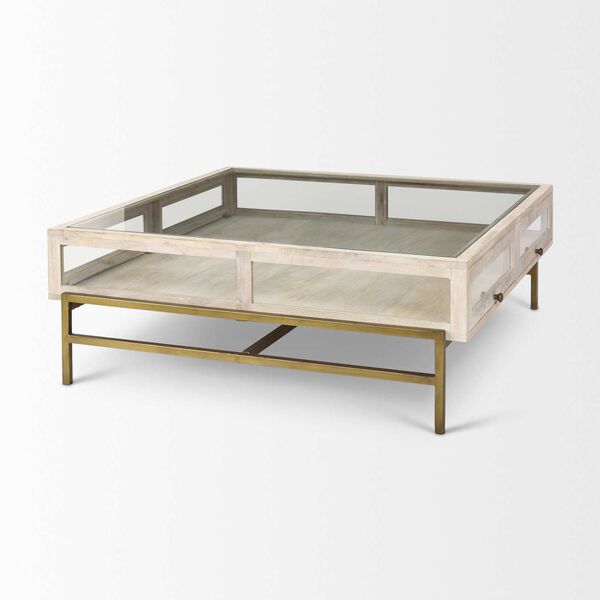 Arelius White and Gold Square Display Coffee Table, image 5
