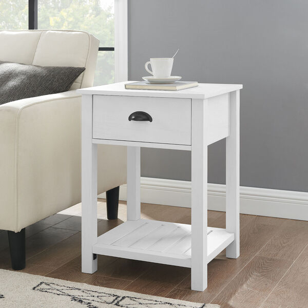 Brushed White Single Drawer Side Table, Set of Two, image 1