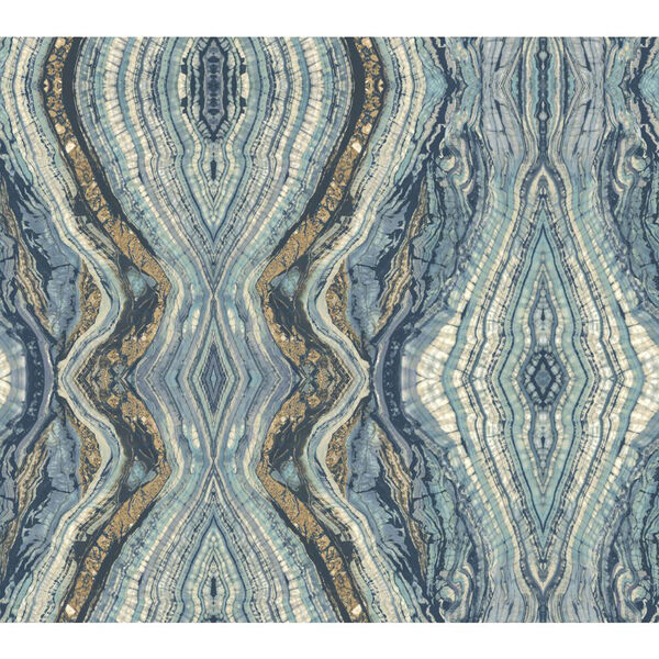 Antonina Vella Blue Kashmir Kaleidoscope Wallpaper: Sample Swatch Only, image 1