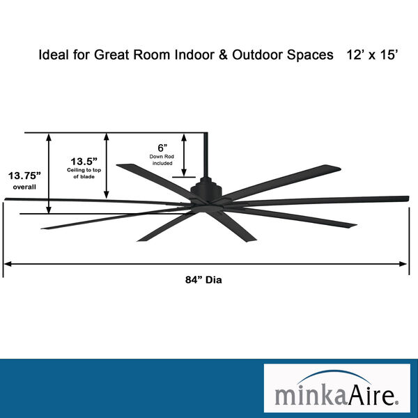 Xtreme H2O Coal 84-Inch Outdoor Ceiling Fan, image 3