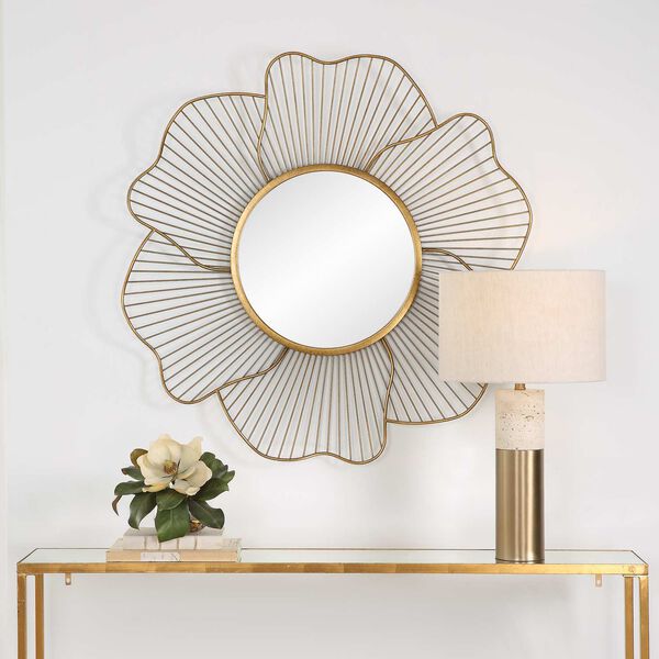 Blossom Antique Gold Floral Wall Mirror, image 1