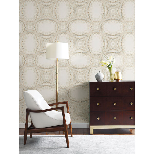 Antonina Vella Natural Opalescence Stone Kaleidoscope Cream and Charcoal Wallpaper– SAMPLE SWATCH ONLY, image 2