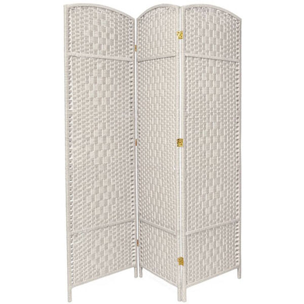 Six Ft. Tall Diamond Weave Fiber Room Divider White Three Panel, Width - 58.5 Inches, image 1