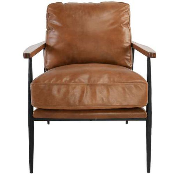 Trevor Brown and Black Leather Club Chair, image 1