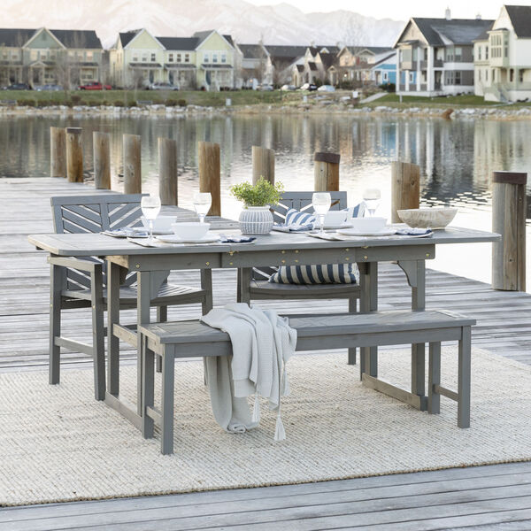 Gray Wash 35-Inch Four-Piece Extendable Outdoor Dining Set, image 1