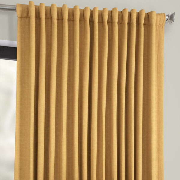 Gold Faux Linen Extra Wide Blackout Single Panel Curtain 100 x 96, image 4