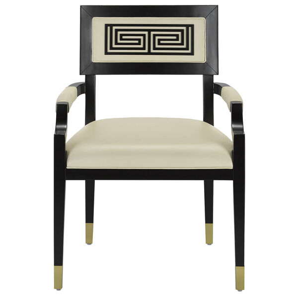 Artemis Caviar Black and White Leather Chair, image 2
