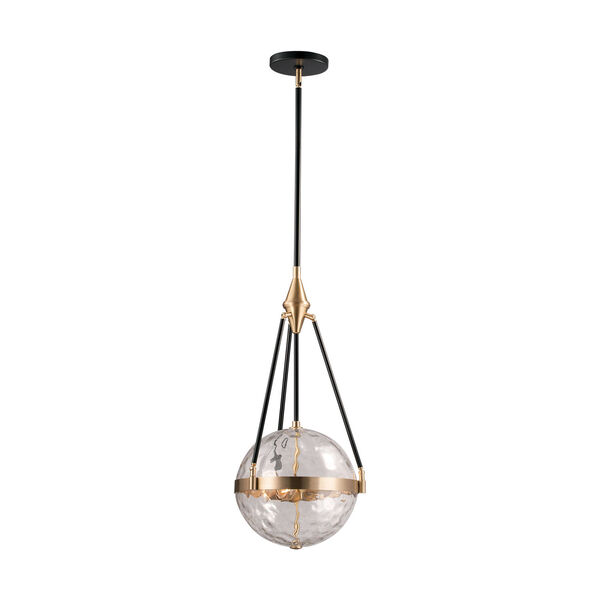 Harmony Natural Brass Three- Light Pendant with Clear Water Glass, image 1