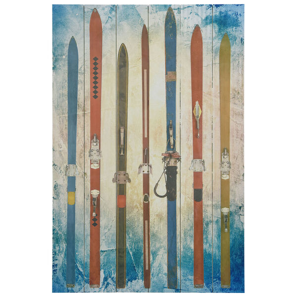 Retro Skis Digital Print on Solid Wood Wall Art, image 2