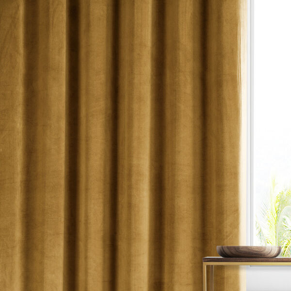 Signature Apple Cider Gold Plush Velvet Hotel Blackout Single Panel Curtain, image 6