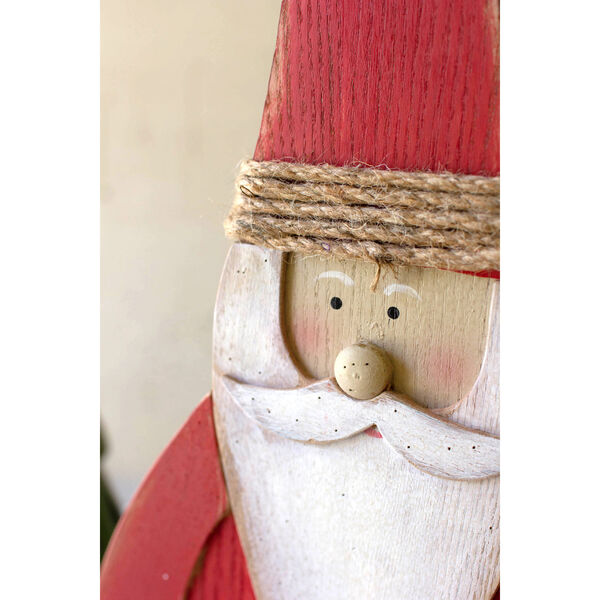 Multi Matte Painted Wooden Santa on a Stand, image 4