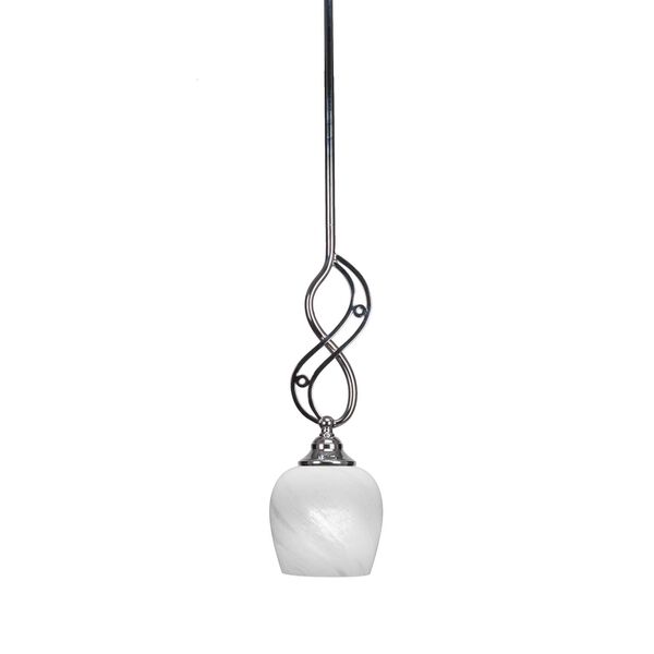 Jazz Chrome One-Light Mini Pendant with Six-Inch Cone White Marble Glass, image 1