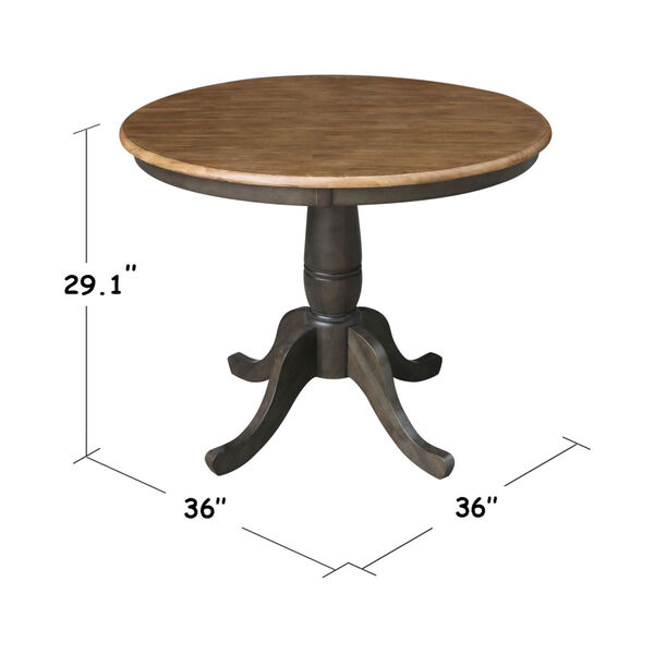 Hickory and Washed Coal 36-Inch Width x 29-Inch Height Hardwood Round Top Pedestal Table, image 3