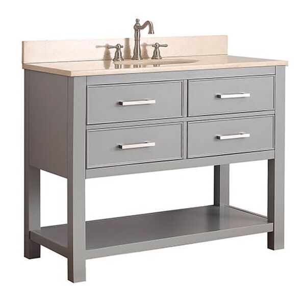 Brooks Chilled Gray 42-Inch Vanity Combo with Galala Beige Marble Top, image 2