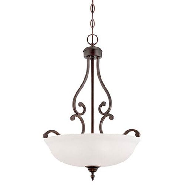 Courtney Lakes Rubbed Bronze 24 x 18-Inch Three Light Pendant with Turinian Scavo Glass, image 1