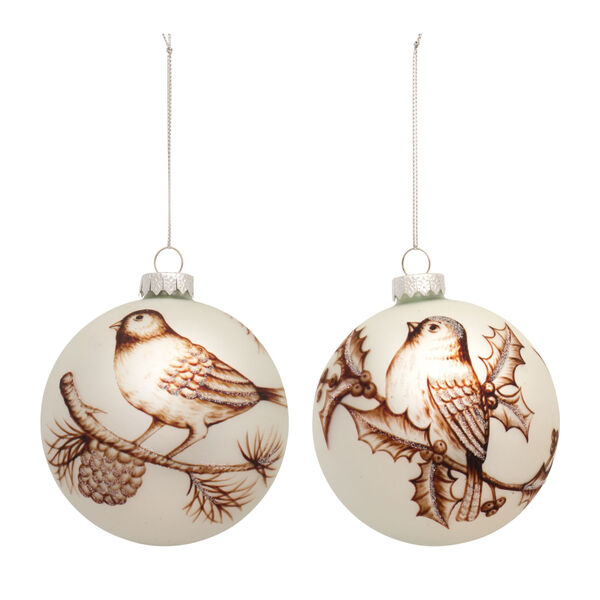 White Bird Ball Novelty Ornament, Set of Six, image 1