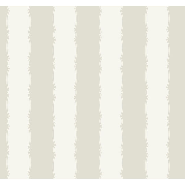 Grandmillennial Off White Scalloped Stripe Pre Pasted Wallpaper - SAMPLE SWATCH ONLY, image 2