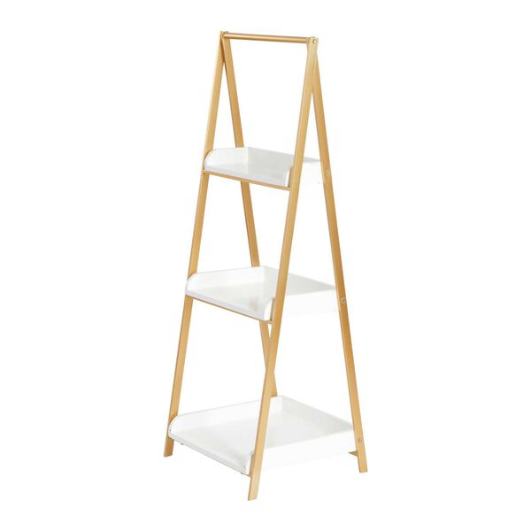 White and Gold Three Tier A-Frame Open Shelf, image 4