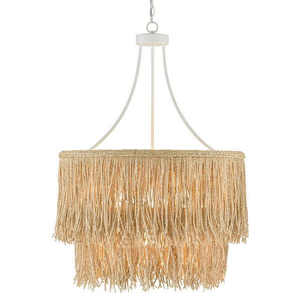 Samoa Gesso White and Abaca Rope Four-Light Chandelier, image 2