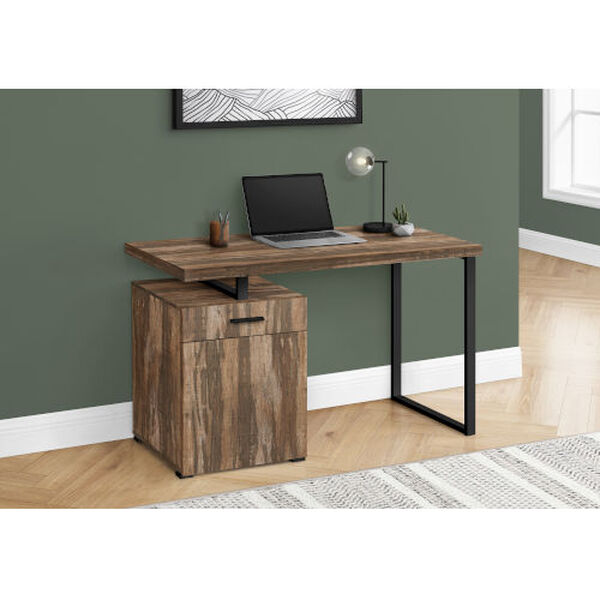 Brown and Black Computer Desk with Storage Unit, image 2