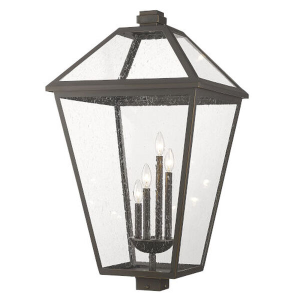 Talbot 33-Inch Four-Light Outdoor Post Mount Fixture with Seedy Shade, image 1