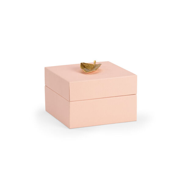 Pam Cain  Baby Pink and Metallic Gold Leaf Handle Box, image 1