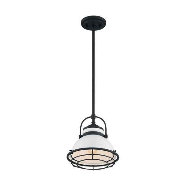 Upton Gloss White and Black 10-Inch One-Light Pendant, image 1