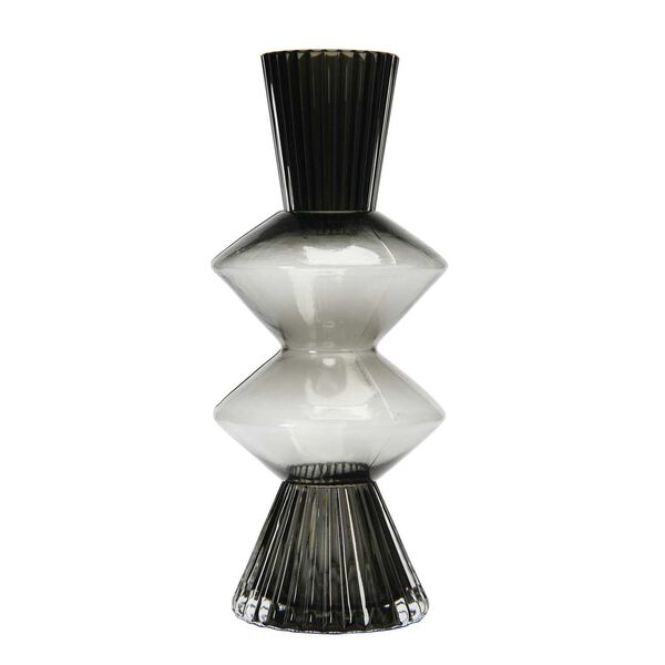 Smoke Glass Fluted Vase, image 2