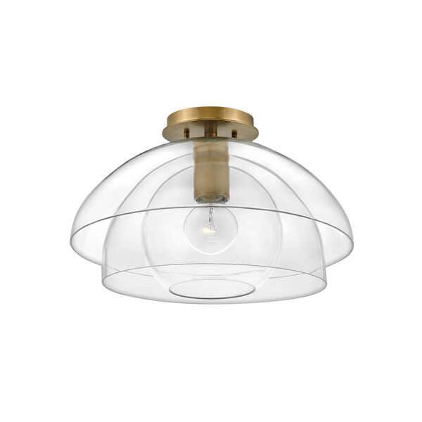 Lotus Heritage Brass One-Light Foyer Convertible Semi-Flush Mount With Clear Glass, image 2
