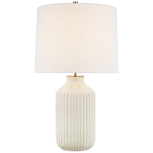 Braylen Medium Ribbed Table Lamp in Ivory with Linen Shade by kate spade new york, image 1