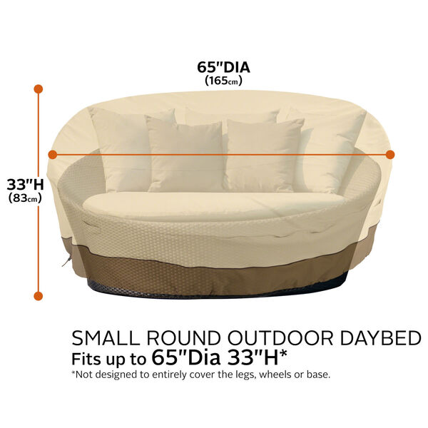 Ash Beige and Brown 65-Inch Round Patio Daybed Cover, image 4