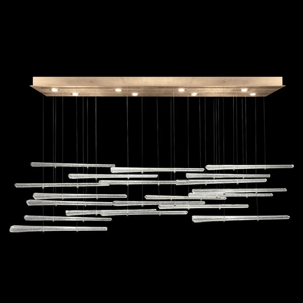 Elevate Gold Eight-Light Rectangular LED Pendant with 20 Crystal Stardust Glass Spires, image 1