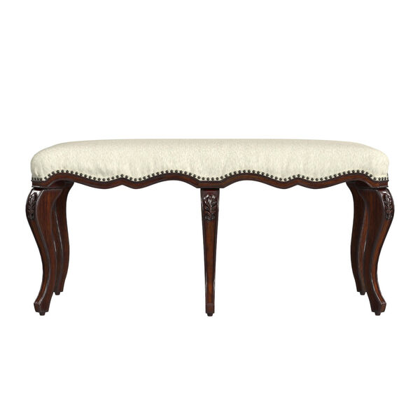 Michelline Cherry and Ivory Upholstered Bench, image 2