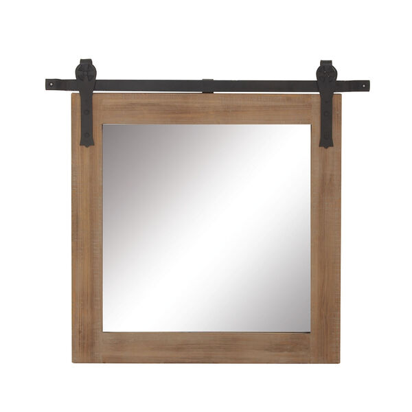 Brown Wood Wall Mirror, 31-Inch x 31-Inch, image 2