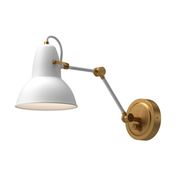 Felix White and Aged Gold One-Light Convertible Swing Arm Wall Sconce, image 1