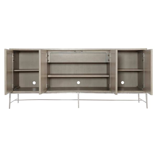 Cardenas Brown and Polished Stainless Steel Entertainment Credenza, image 4