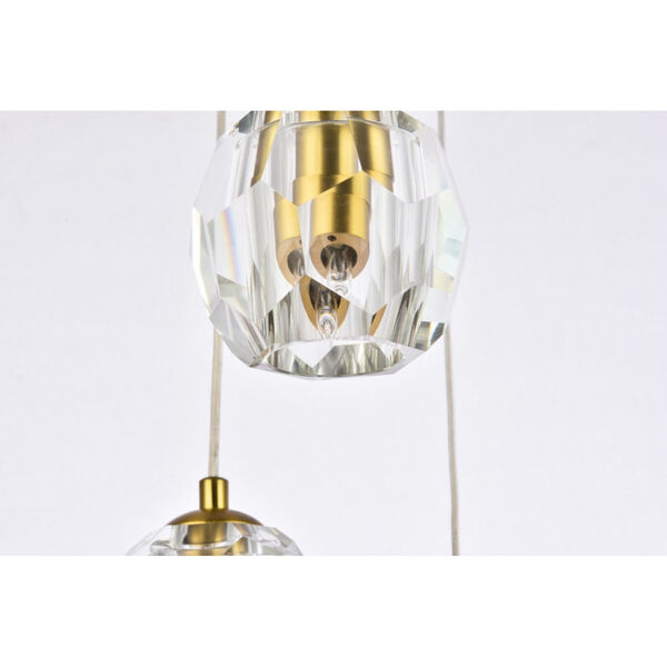 Eren Gold 12-Inch Five-Light Pendant with Royal Cut Clear Crystal, image 6