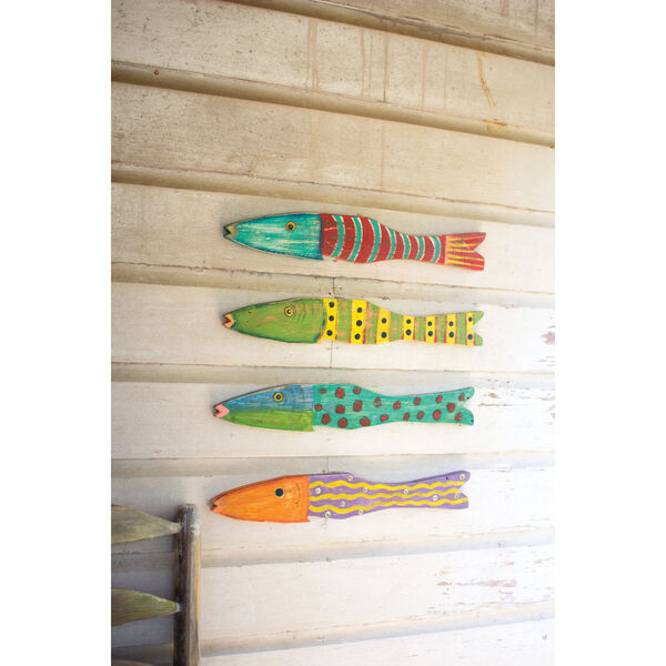 Recycled Wood Antique Fish, Set of 4, image 1