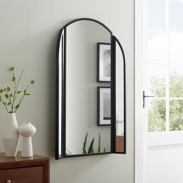 Dottie Black 48-Inch Arched Wall Mirror with Hinging Sides, image 3