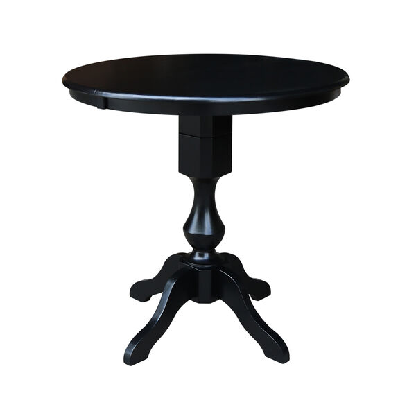 Black 36-Inch Curved Pedestal Counter Height Table with 12-Inch Leaf, image 1
