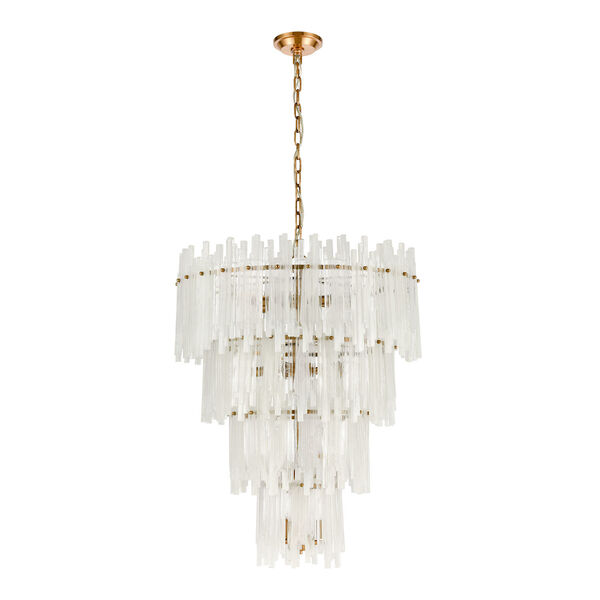 Brinicle Aged Brass and White 18-Light Chandelier, image 2