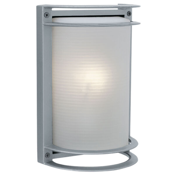 Nevis Satin LED Outdoor Wall Sconce with Ribbed Frosted Glass Shade, image 1
