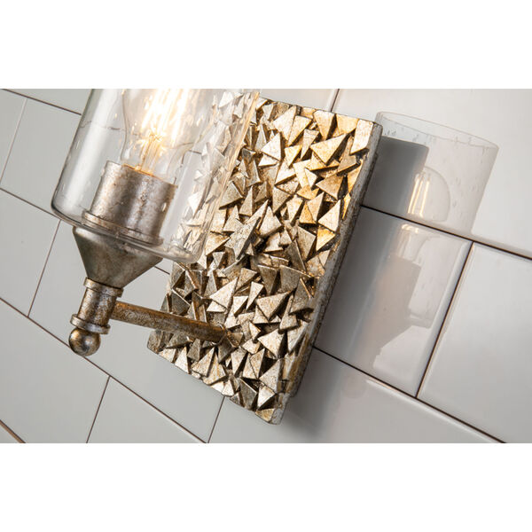 Mosaic Silver Leaf with Antique One-Light Wall Sconce, image 3