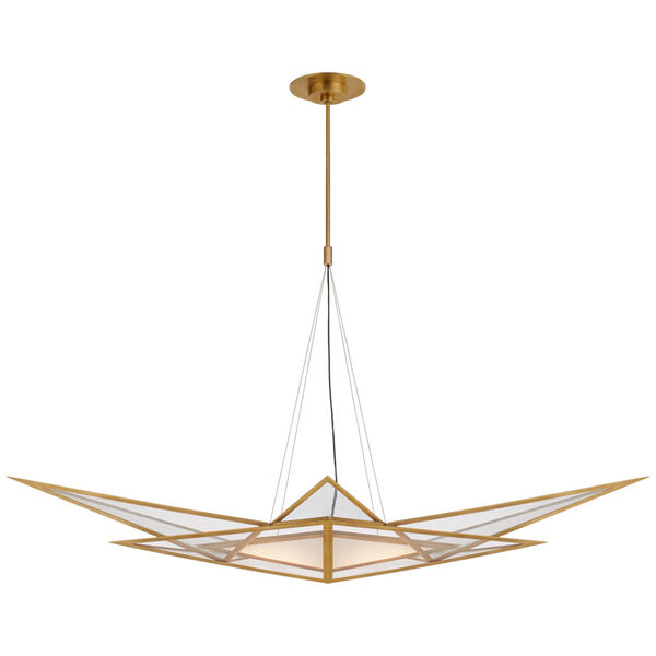 Ori Medium Linear Chandelier in Antique-Burnished Brass with Clear Lined Glass by Kelly Wearstler, image 1