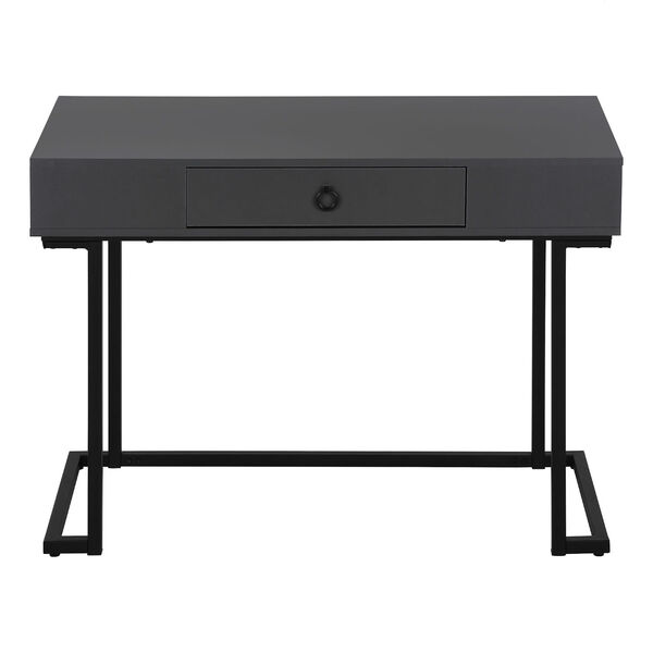 Grey and Black Writing Desk with One Drawer, image 4