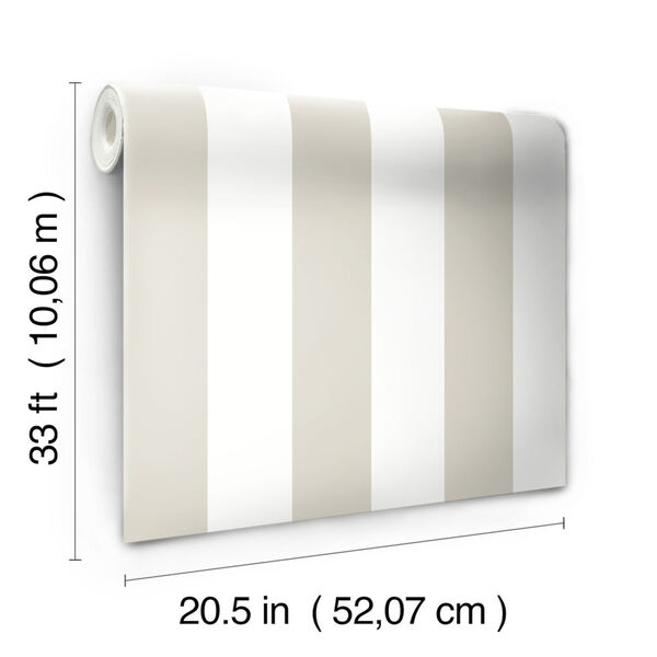 Waters Edge Cream Awning Stripe Pre Pasted Wallpaper, image 5
