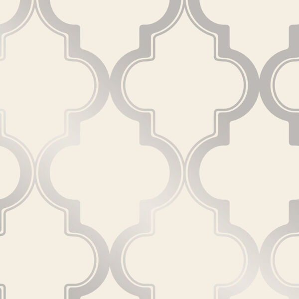 Marrakesh Cream and Metallic Silver Peel and Stick Wallpaper, image 2