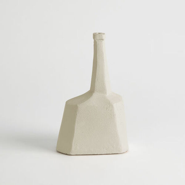 White Small Ceramic Sculpted Bottle, image 1