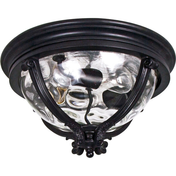 Camden Black Three-Light Outdoor Ceiling Mount with Water Glass, image 1