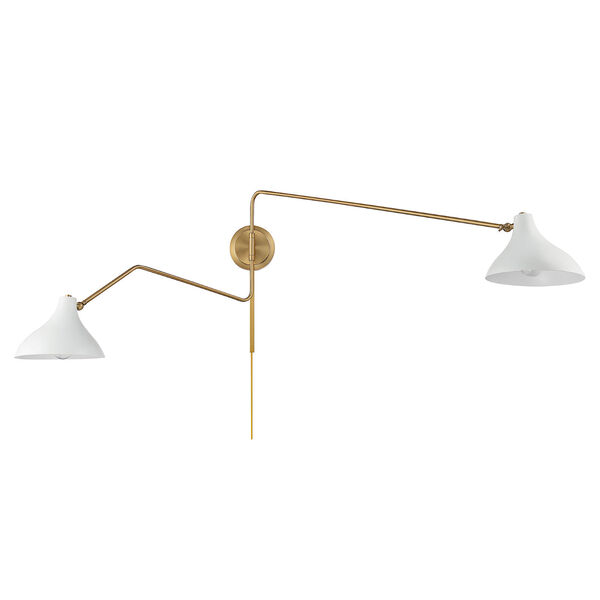 Chelsea White with Natural Brass Two-light Wall Sconce, image 2